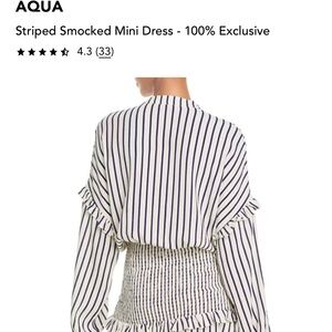 Aqua Black and White Flutter Sleeve Smocked Top